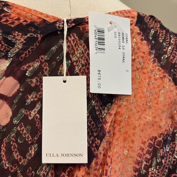 Ulla Johnson Noemi Wrap-Style Metallic Silk Mini Dress Coral 2 NWT - Picture 10 of 16